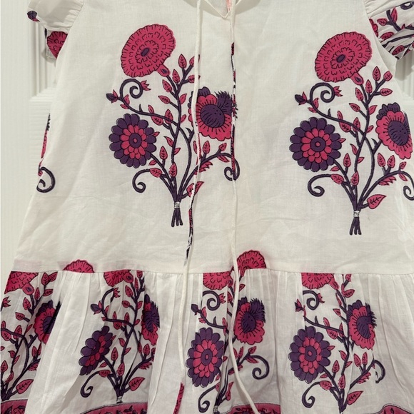 NWOT Victoria Dunn Pink Flower Block Print Cotton Summer Dress - Picture 3 of 7